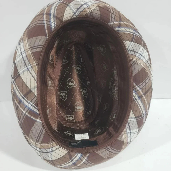 Peter  Grimm Mens Brown Plaid Fedora,Peace Sign,L/XL. - Picture 5 of 9